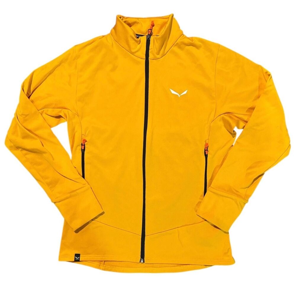 Salewa Polarlite Full Zip Jacket Size M Fleece Yellow Stretch Outdoor Hiking